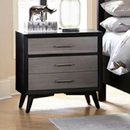 Contemporary Nightstand with 3-Drawers